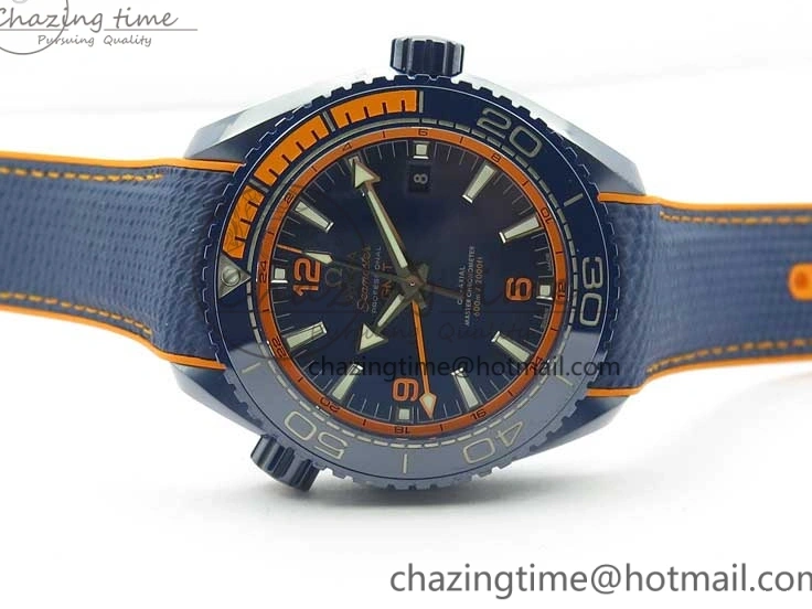 0316 Planet Ocean 45.5mm Big Blue Real Ceramic VSF 1:1 Best Edition on Blue Rubber Strap A8906 Super Clone Unique 7896